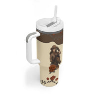 Cowgirl Tumbler With Handle Rose Retro Western Yoke - Wonder Print Shop
