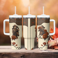Cowgirl Tumbler With Handle Rose Retro Western Yoke - Wonder Print Shop