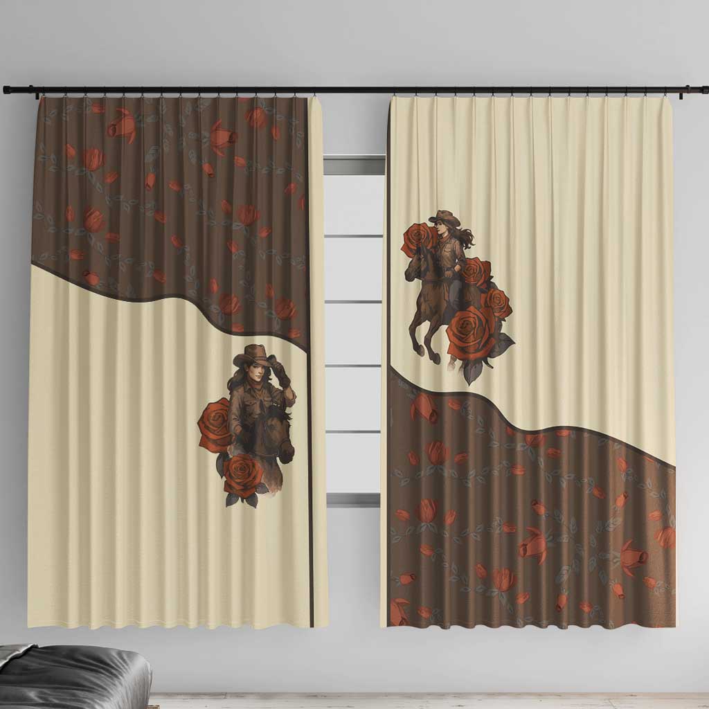 Cowgirl Window Curtain Rose Retro Western Yoke - Wonder Print Shop