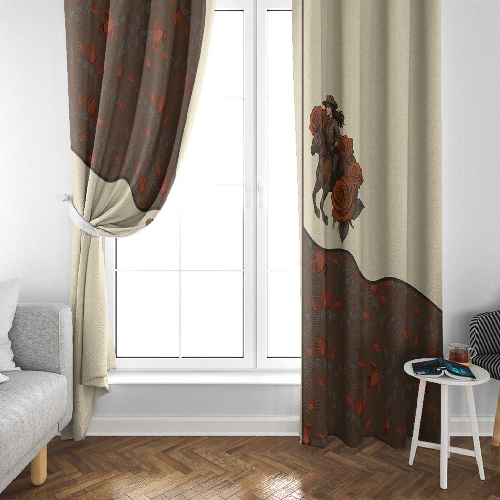 Cowgirl Window Curtain Rose Retro Western Yoke - Wonder Print Shop