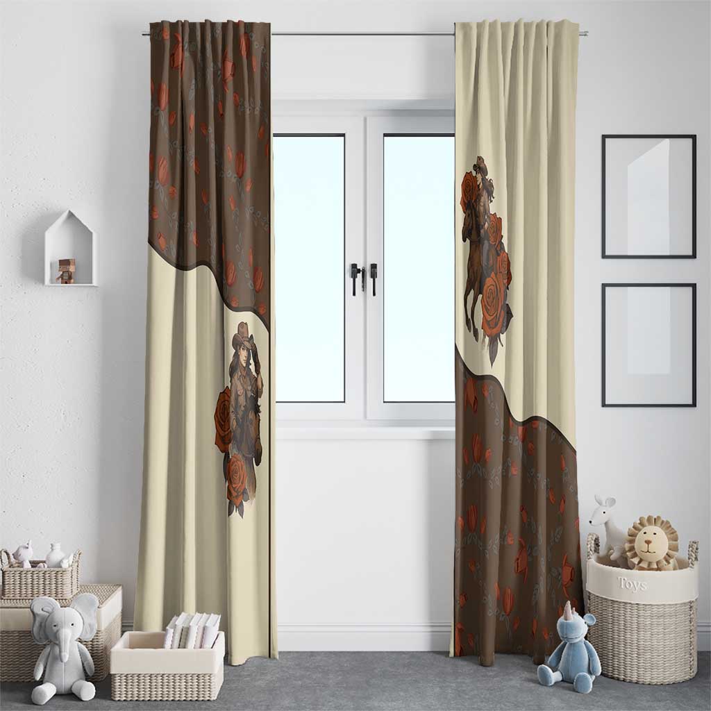 Cowgirl Window Curtain Rose Retro Western Yoke - Wonder Print Shop