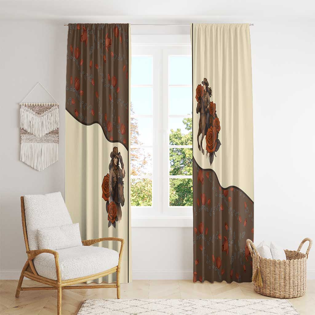 Cowgirl Window Curtain Rose Retro Western Yoke - Wonder Print Shop