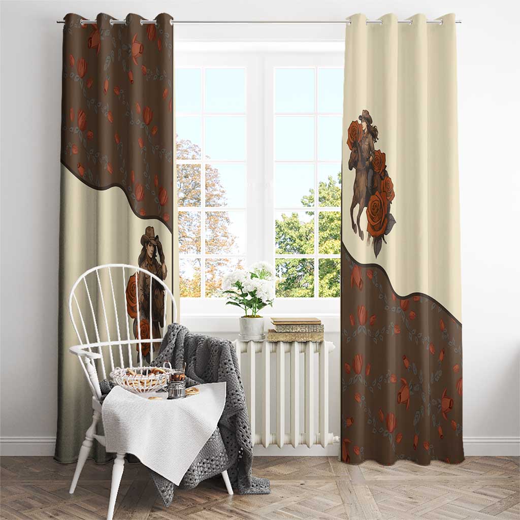 Cowgirl Window Curtain Rose Retro Western Yoke - Wonder Print Shop