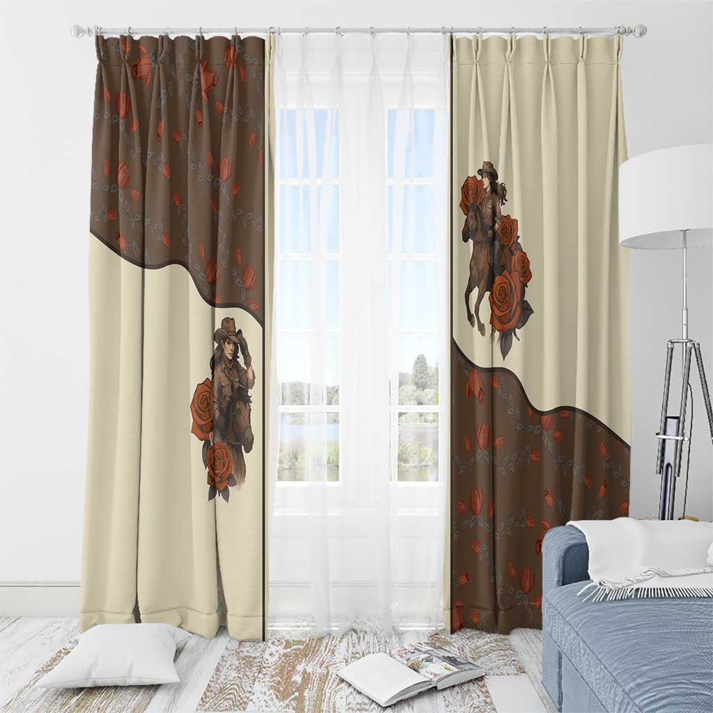 Cowgirl Window Curtain Rose Retro Western Yoke - Wonder Print Shop