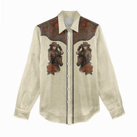 Cowgirl Women Casual Shirt Rose Retro Western Yoke - Wonder Print Shop