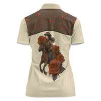 Cowgirl Women Polo Shirt Rose Retro Western Yoke - Wonder Print Shop