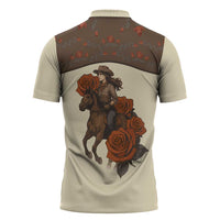 Cowgirl Zipper Polo Shirt Rose Retro Western Yoke - Wonder Print Shop