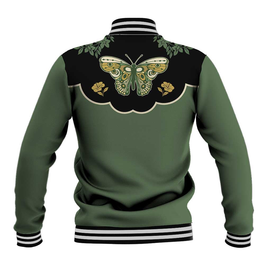 Retro Butterfly Baseball Jacket Western Yoke Style - Wonder Print Shop
