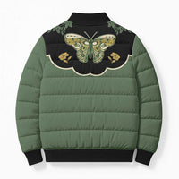 Retro Butterfly Bomber Puffer Jacket Western Yoke Style - Wonder Print Shop