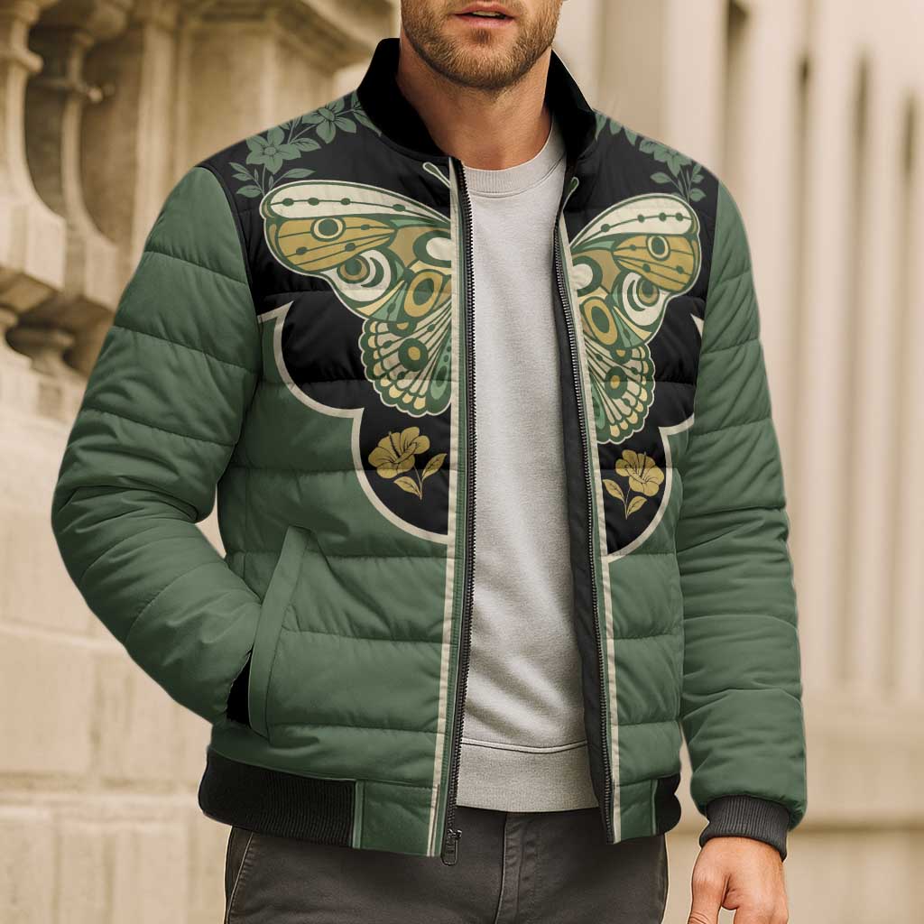 Retro Butterfly Bomber Puffer Jacket Western Yoke Style - Wonder Print Shop
