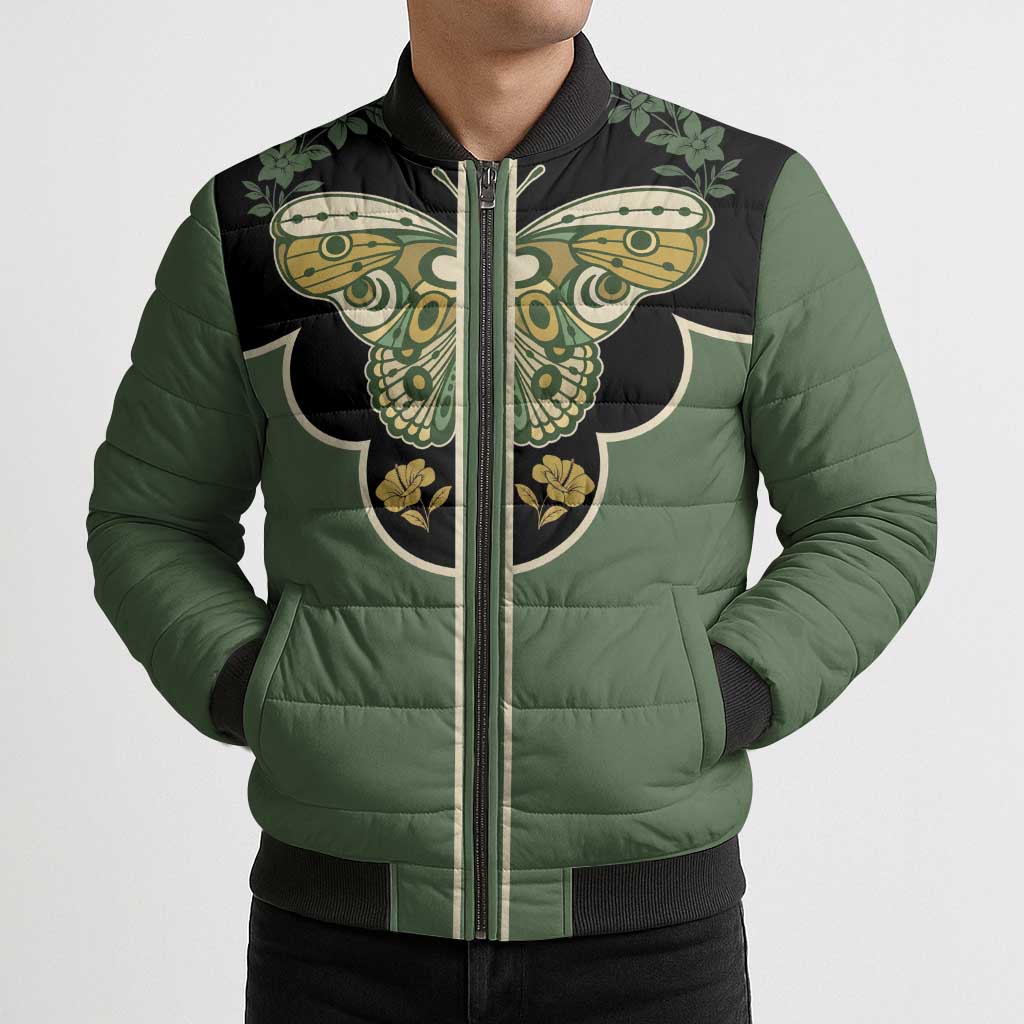 Retro Butterfly Bomber Puffer Jacket Western Yoke Style - Wonder Print Shop