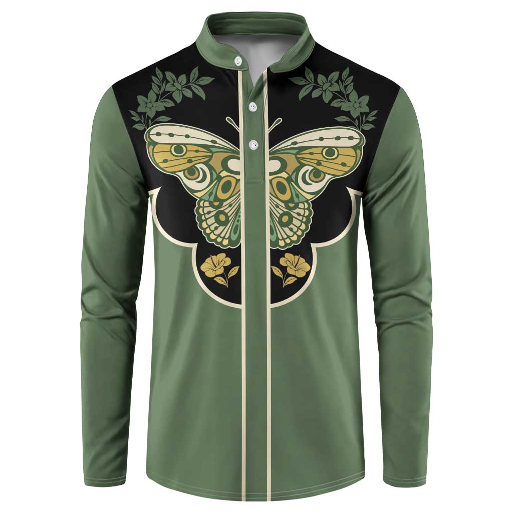 Retro Butterfly Button Sweatshirt Western Yoke Style - Wonder Print Shop