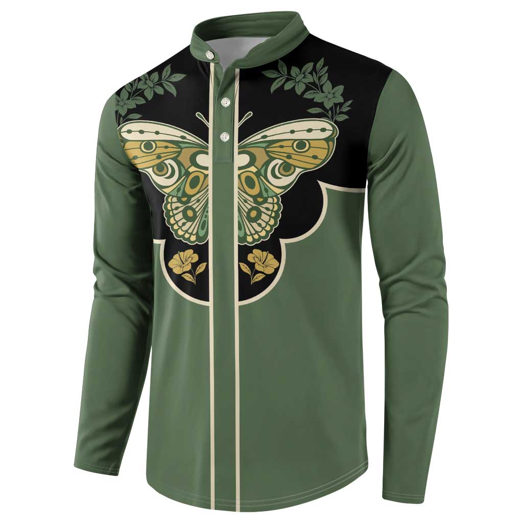 Retro Butterfly Button Sweatshirt Western Yoke Style - Wonder Print Shop