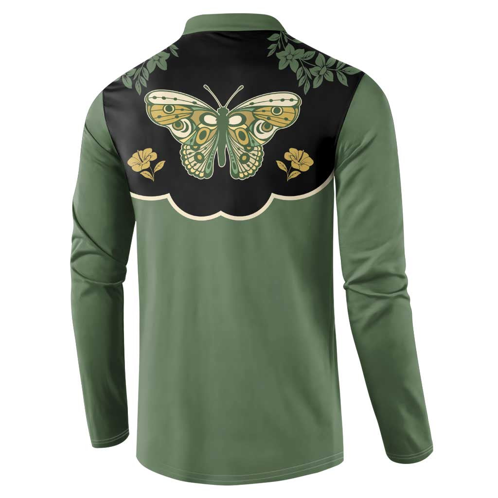 Retro Butterfly Button Sweatshirt Western Yoke Style - Wonder Print Shop