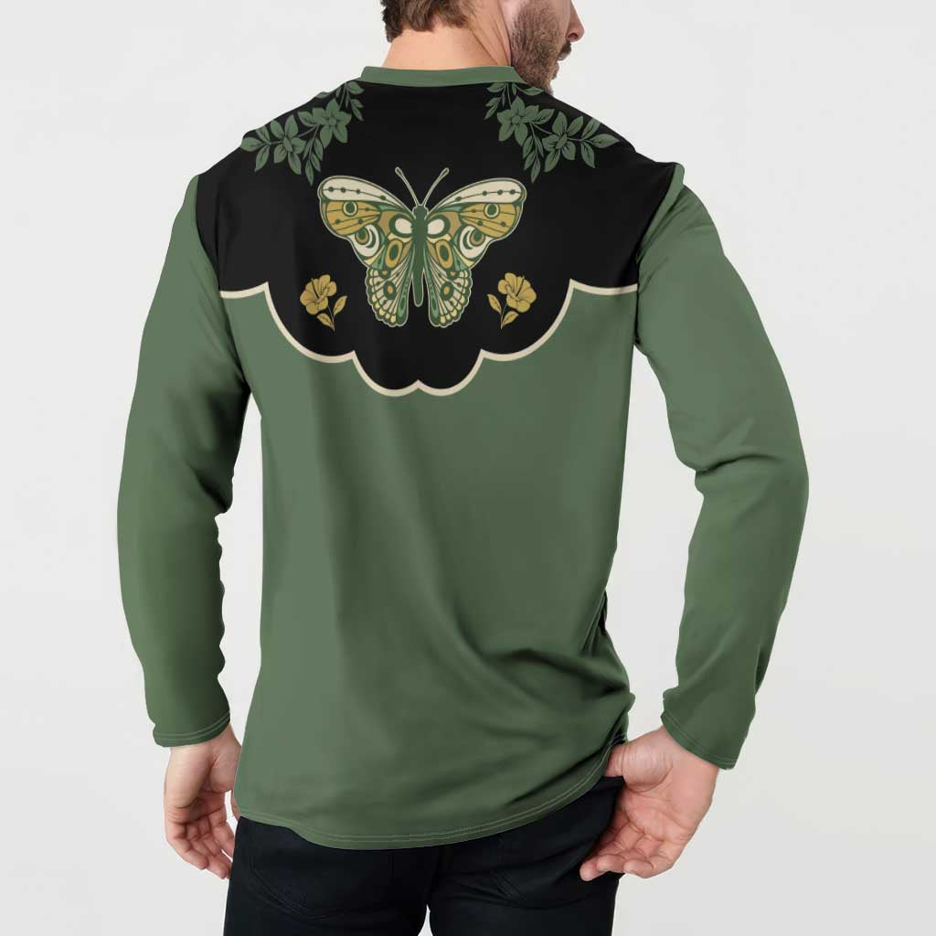 Retro Butterfly Button Sweatshirt Western Yoke Style - Wonder Print Shop