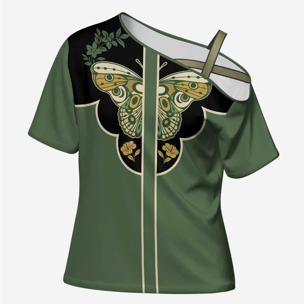 Retro Butterfly Cross Shoulder Shirt Western Yoke Style - Wonder Print Shop