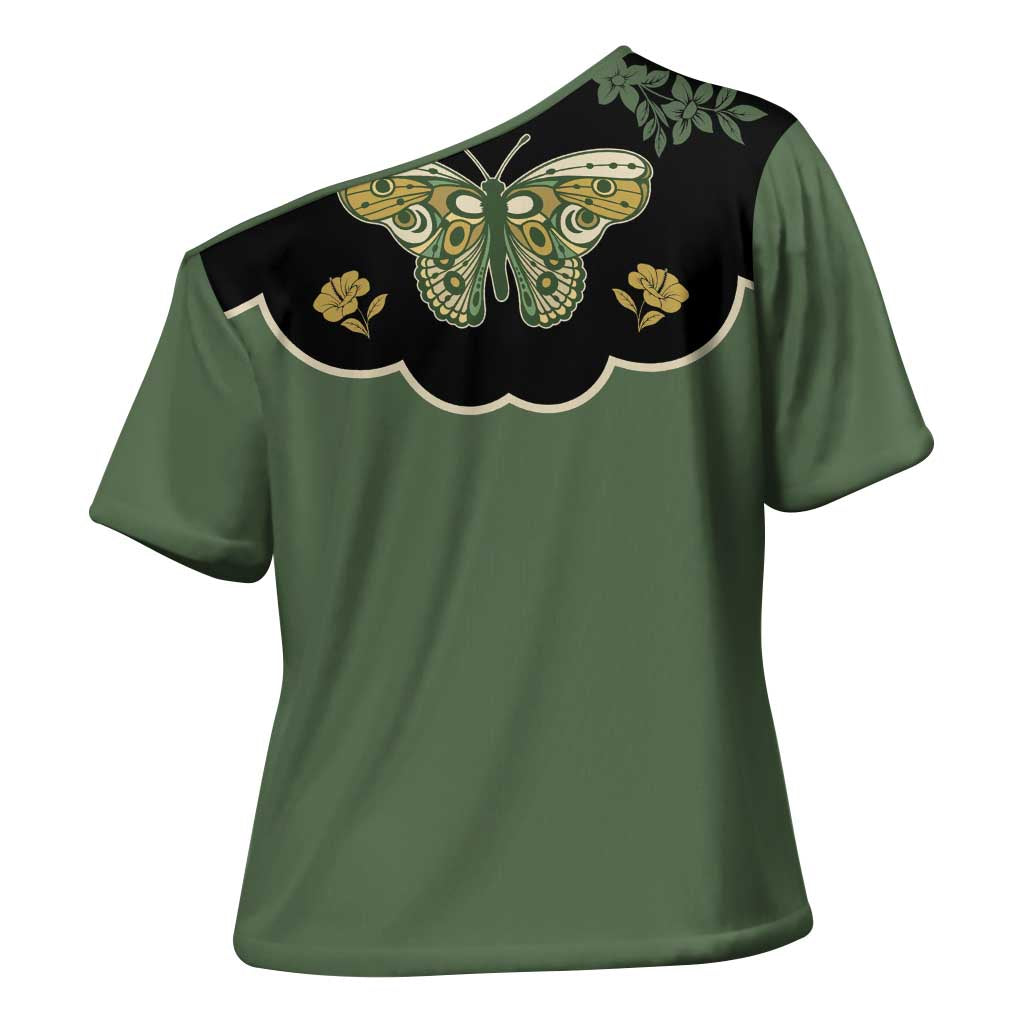 Retro Butterfly Cross Shoulder Shirt Western Yoke Style - Wonder Print Shop