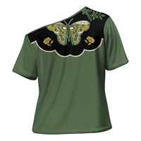 Retro Butterfly Cross Shoulder Shirt Western Yoke Style - Wonder Print Shop