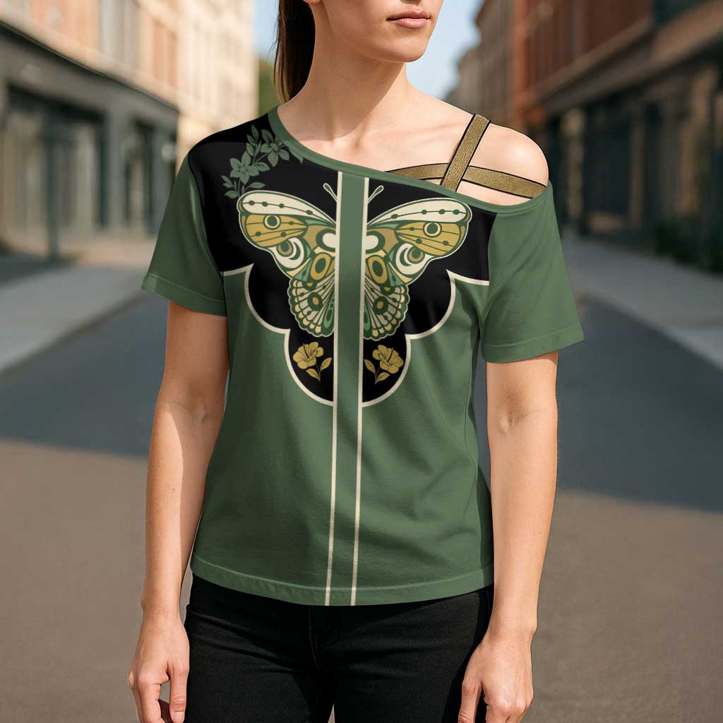 Retro Butterfly Cross Shoulder Shirt Western Yoke Style - Wonder Print Shop
