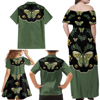 Retro Butterfly Family Matching Off Shoulder Maxi Dress and Hawaiian Shirt Western Yoke Style - Wonder Print Shop