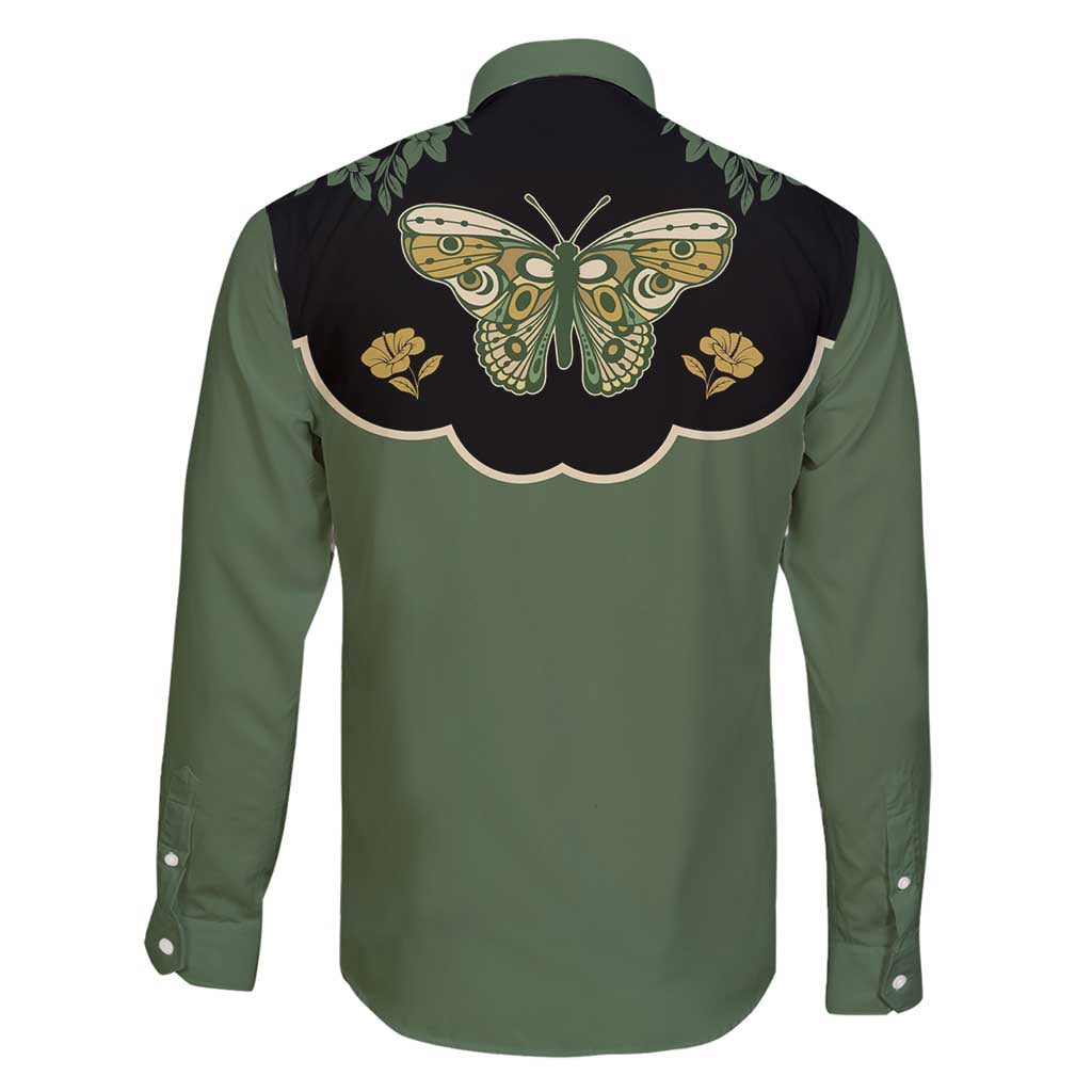 Retro Butterfly Family Matching Puletasi and Hawaiian Shirt Western Yoke Style - Wonder Print Shop