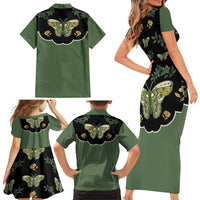 Retro Butterfly Family Matching Short Sleeve Bodycon Dress and Hawaiian Shirt Western Yoke Style - Wonder Print Shop