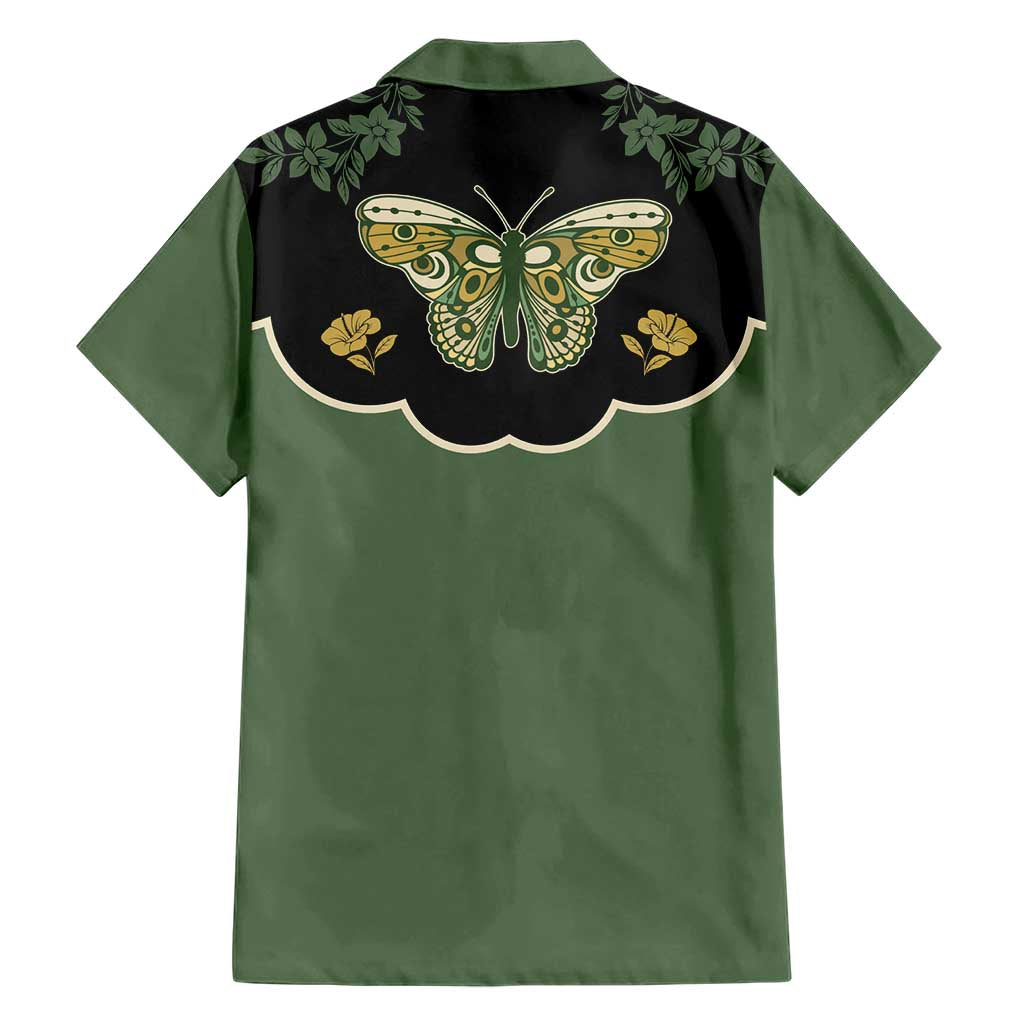 Retro Butterfly Family Matching Short Sleeve Bodycon Dress and Hawaiian Shirt Western Yoke Style - Wonder Print Shop