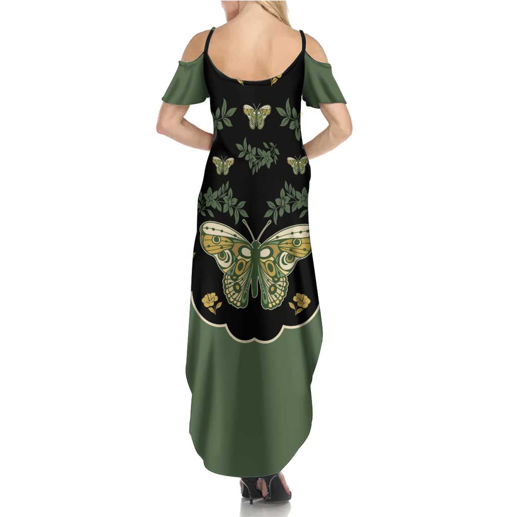 Retro Butterfly Family Matching Summer Maxi Dress and Hawaiian Shirt Western Yoke Style - Wonder Print Shop