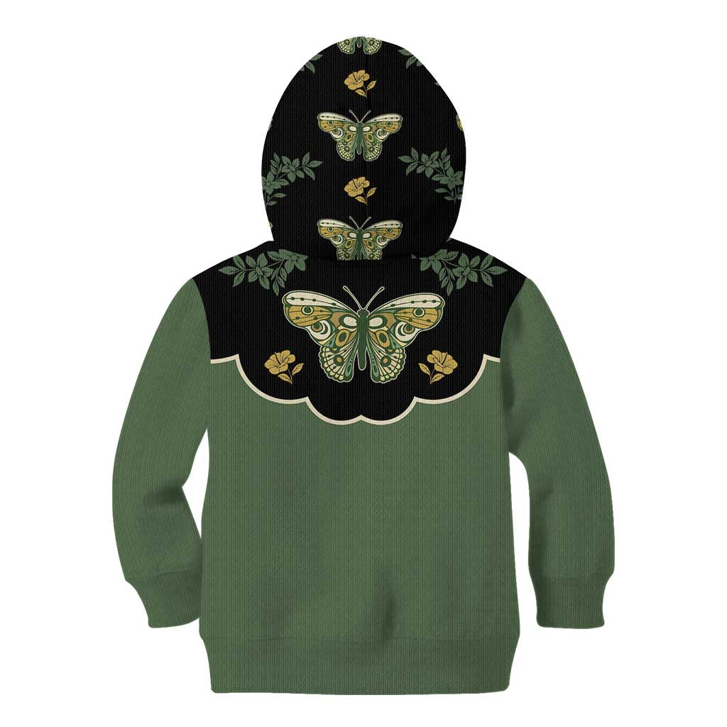 Retro Butterfly Kid Hoodie Western Yoke Style - Wonder Print Shop