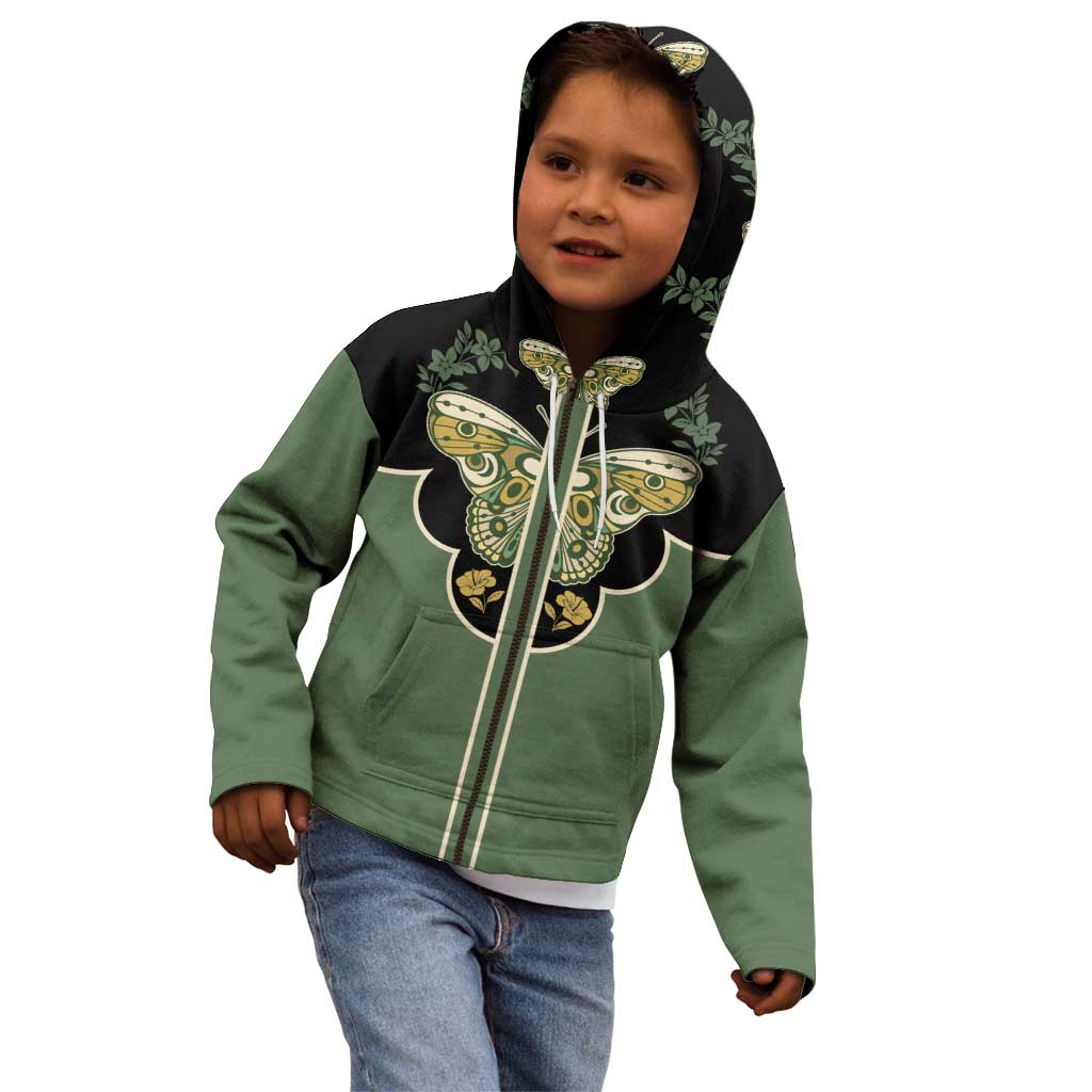 Retro Butterfly Kid Hoodie Western Yoke Style - Wonder Print Shop