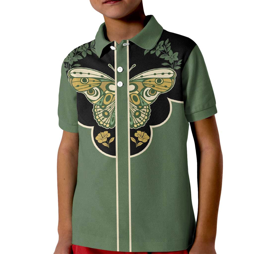 Retro Butterfly Kid Polo Shirt Western Yoke Style - Wonder Print Shop