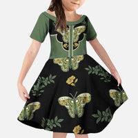 Retro Butterfly Kid Short Sleeve Dress Western Yoke Style - Wonder Print Shop