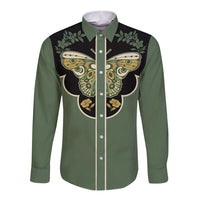Retro Butterfly Long Sleeve Button Shirt Western Yoke Style - Wonder Print Shop
