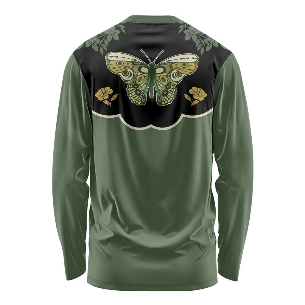 Retro Butterfly Long Sleeve Shirt Western Yoke Style - Wonder Print Shop