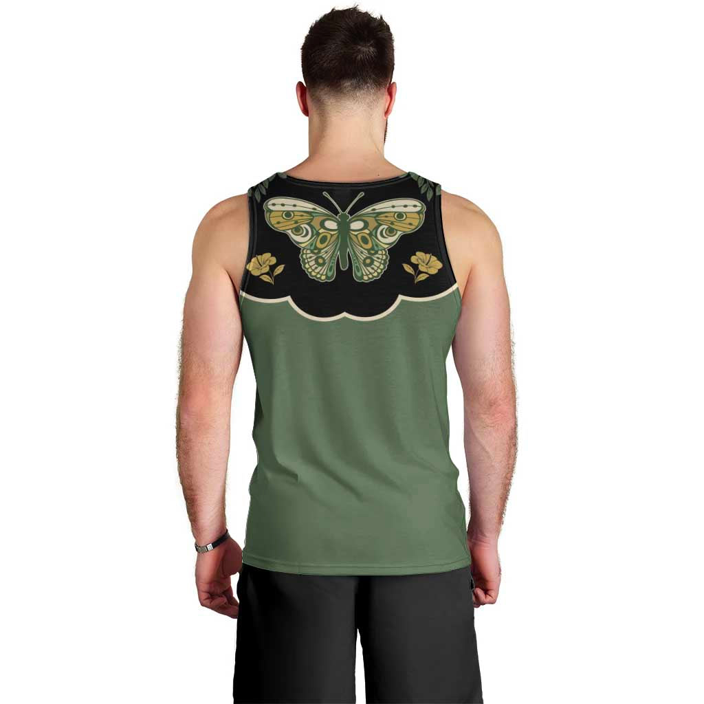 Retro Butterfly Men Tank Top Western Yoke Style - Wonder Print Shop