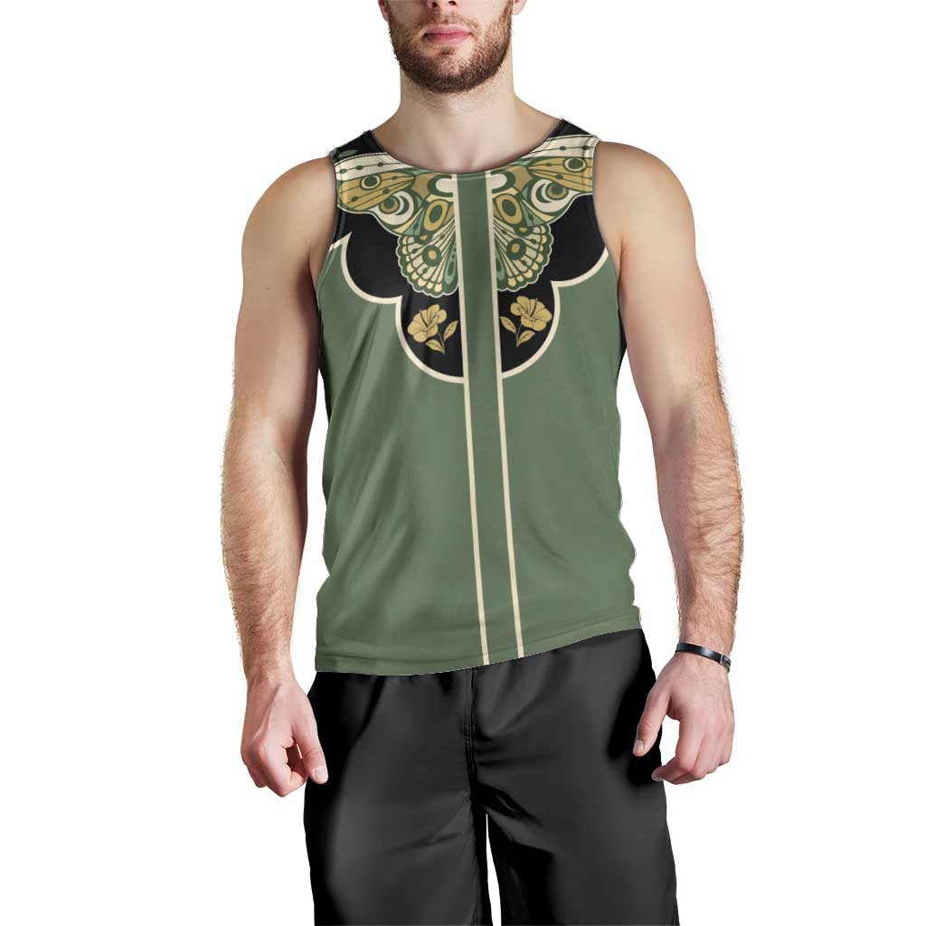Retro Butterfly Men Tank Top Western Yoke Style - Wonder Print Shop