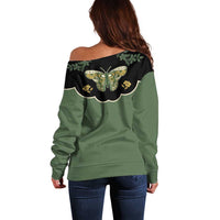 Retro Butterfly Off Shoulder Sweater Western Yoke Style - Wonder Print Shop