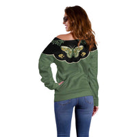 Retro Butterfly Off Shoulder Sweater Western Yoke Style - Wonder Print Shop