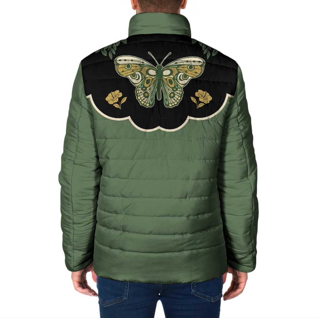 Retro Butterfly Padded Jacket Western Yoke Style - Wonder Print Shop