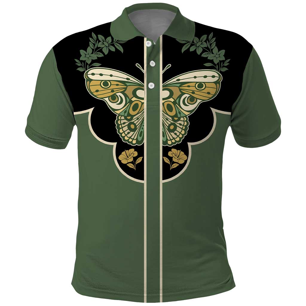 Retro Butterfly Polo Shirt Western Yoke Style - Wonder Print Shop