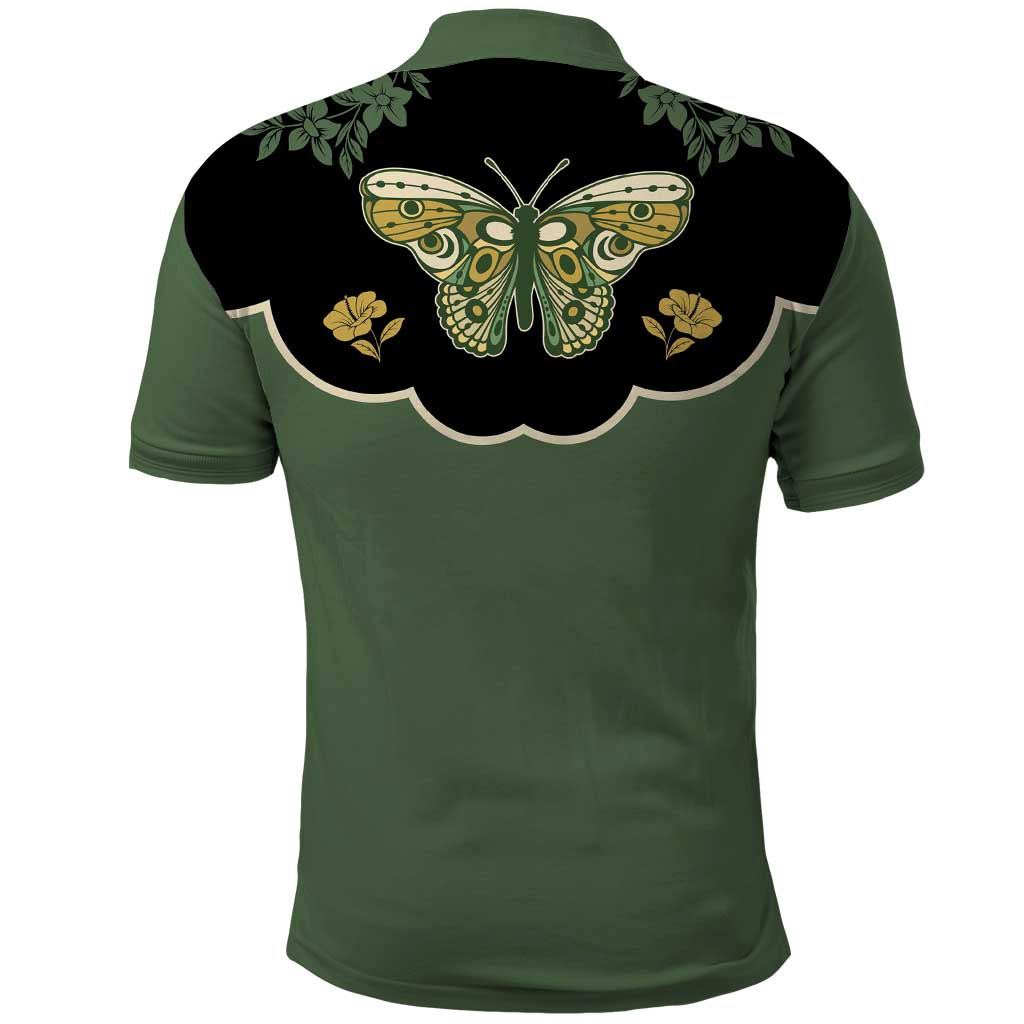 Retro Butterfly Polo Shirt Western Yoke Style - Wonder Print Shop