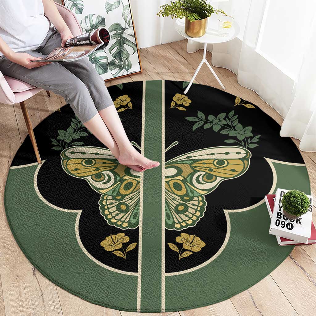 Retro Butterfly Round Carpet Western Yoke Style - Wonder Print Shop