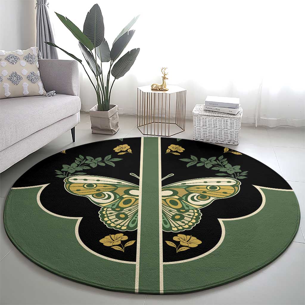 Retro Butterfly Round Carpet Western Yoke Style - Wonder Print Shop