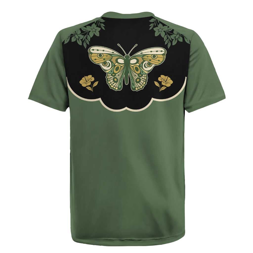 Retro Butterfly Rugby Jersey Western Yoke Style - Wonder Print Shop