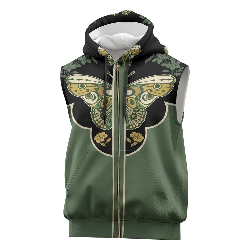 Retro Butterfly Sleeveless Zip Hoodie Western Yoke Style - Wonder Print Shop