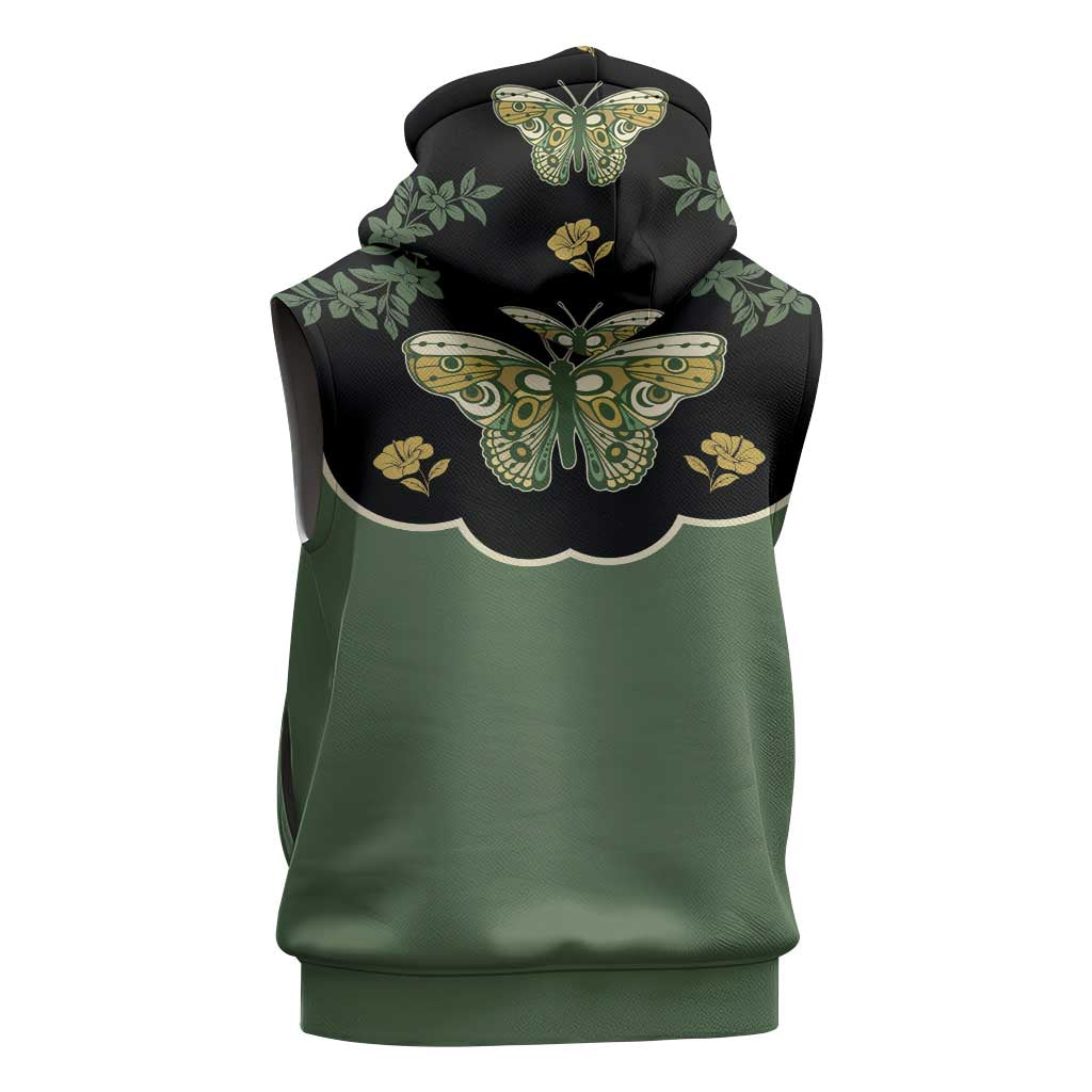 Retro Butterfly Sleeveless Zip Hoodie Western Yoke Style - Wonder Print Shop