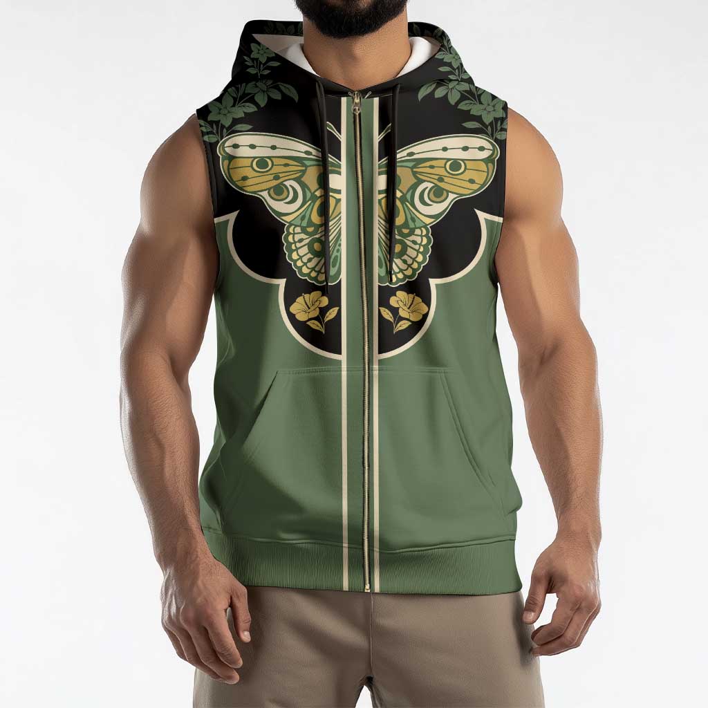 Retro Butterfly Sleeveless Zip Hoodie Western Yoke Style - Wonder Print Shop