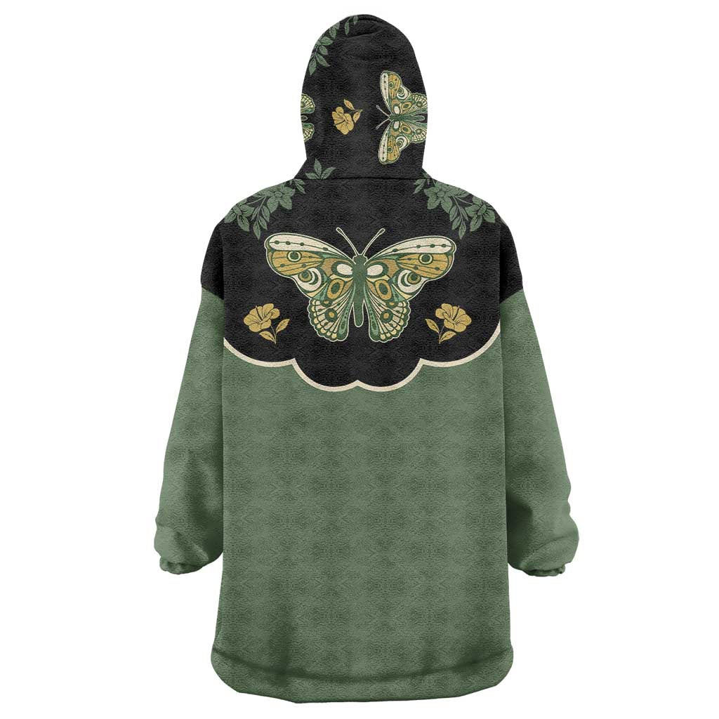 Retro Butterfly Wearable Blanket Hoodie Western Yoke Style - Wonder Print Shop