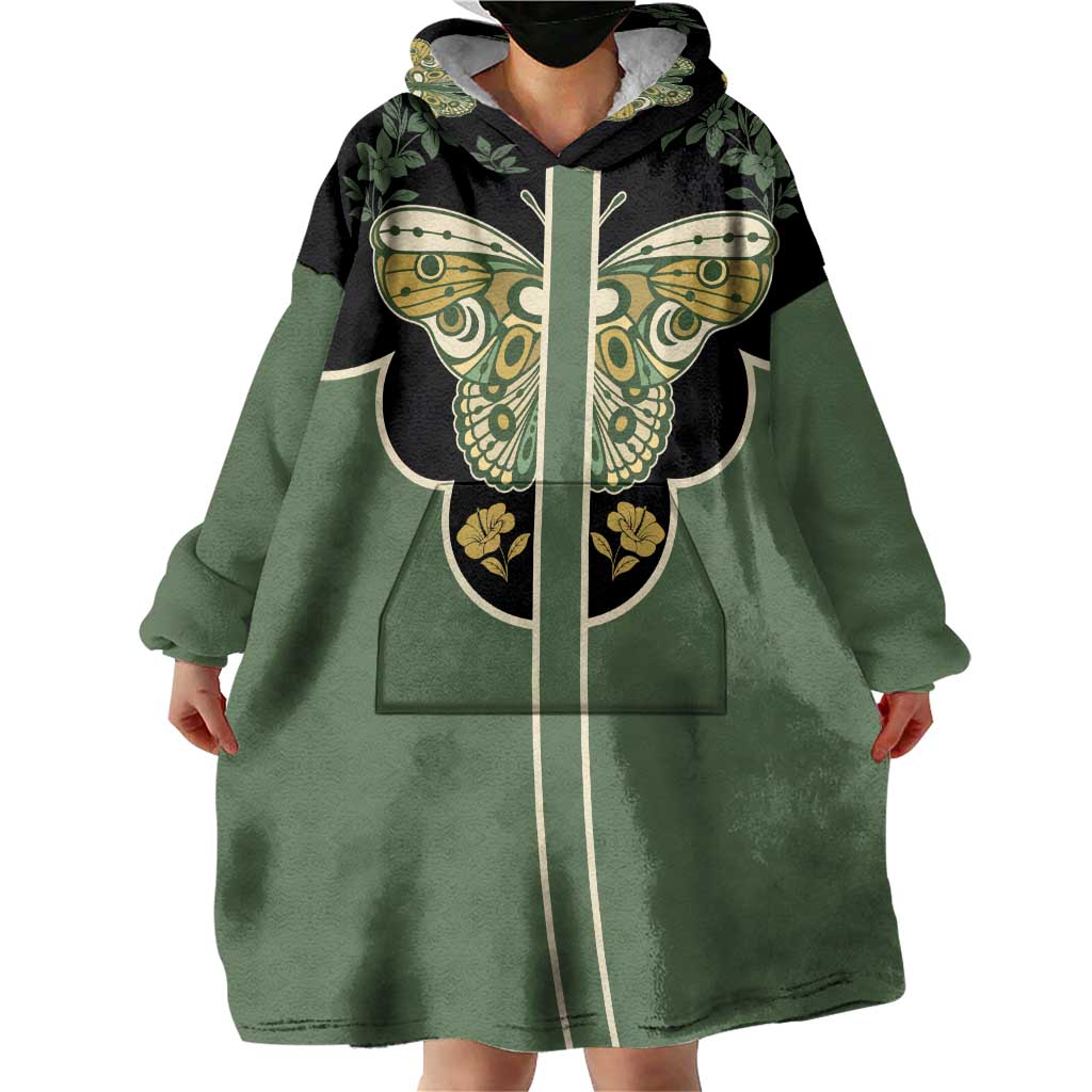 Retro Butterfly Wearable Blanket Hoodie Western Yoke Style - Wonder Print Shop