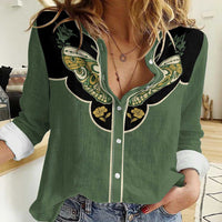 Retro Butterfly Women Casual Shirt Western Yoke Style - Wonder Print Shop